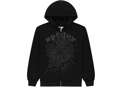 Sp5der OG Web V2 Phantom Zip Up Hoodie Black
