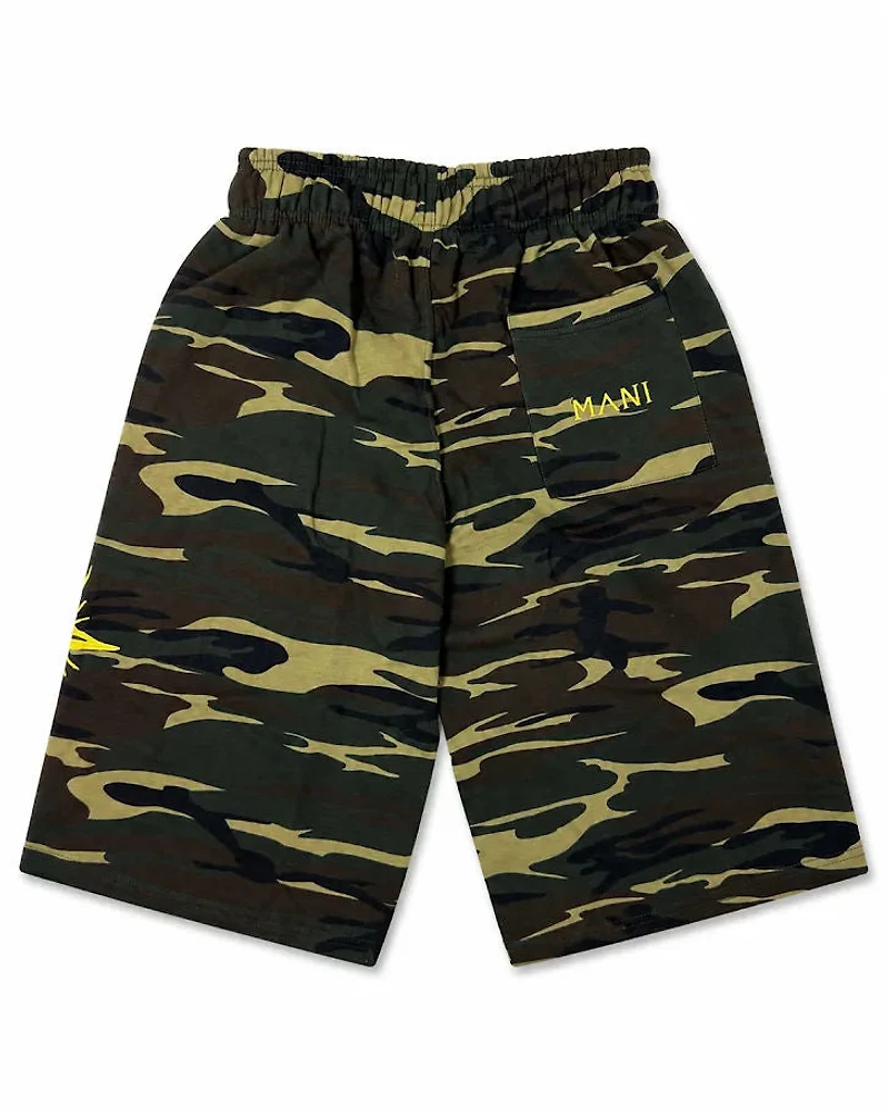 MANI Vertical Logo Long Shorts Camo