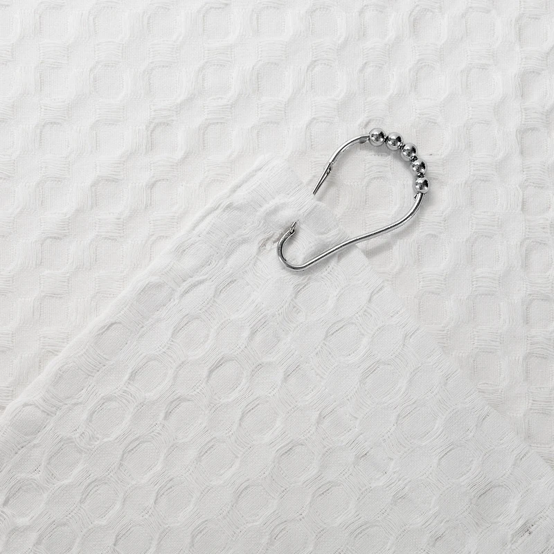 Belgian Waffle White Shower Curtain