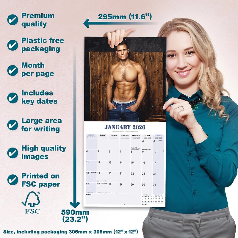 Guys 2026 Wall Calendar