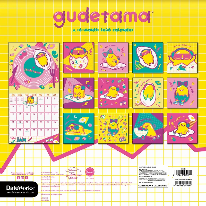 Gudetama 2026 Wall Calendar - Online Only