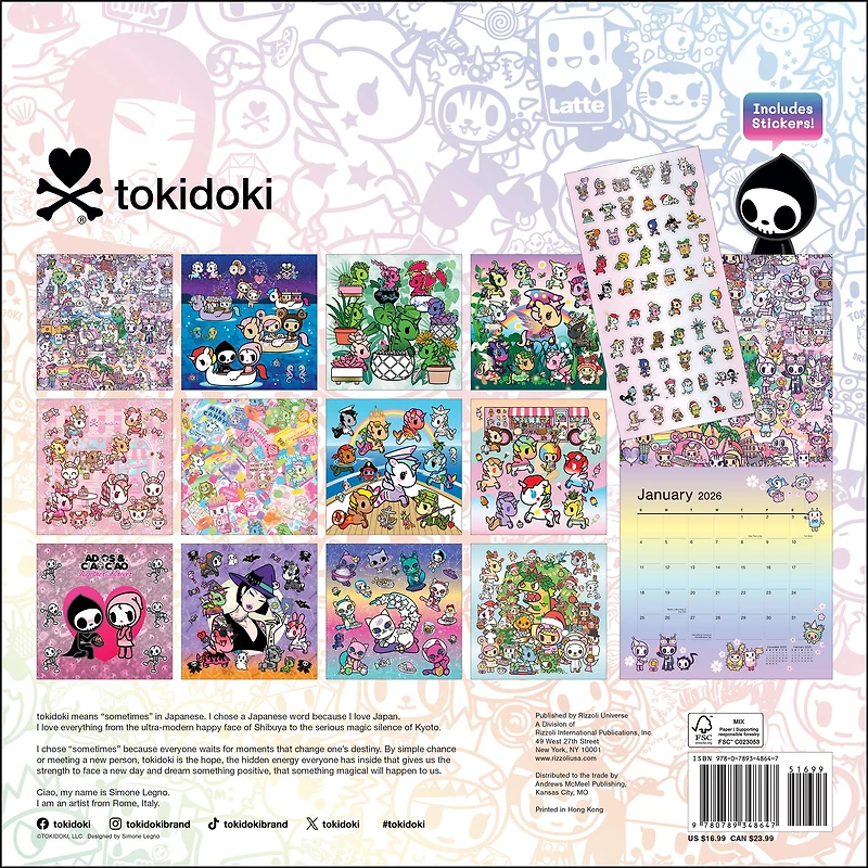 Tokidoki Wall  2026 Calendar