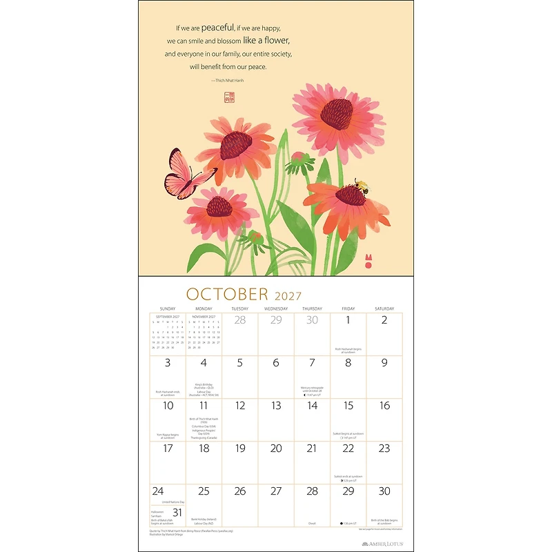 Thich Nhat Hanh 2027 Wall Calendar
