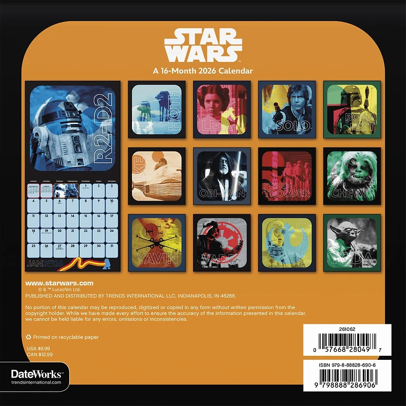 Star Wars 2026 Mini Calendar