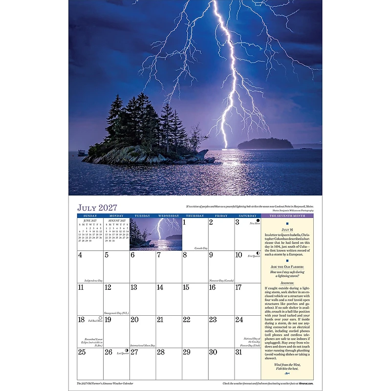The Old Farmer's Almanac Weather 2027 Wall Calendar