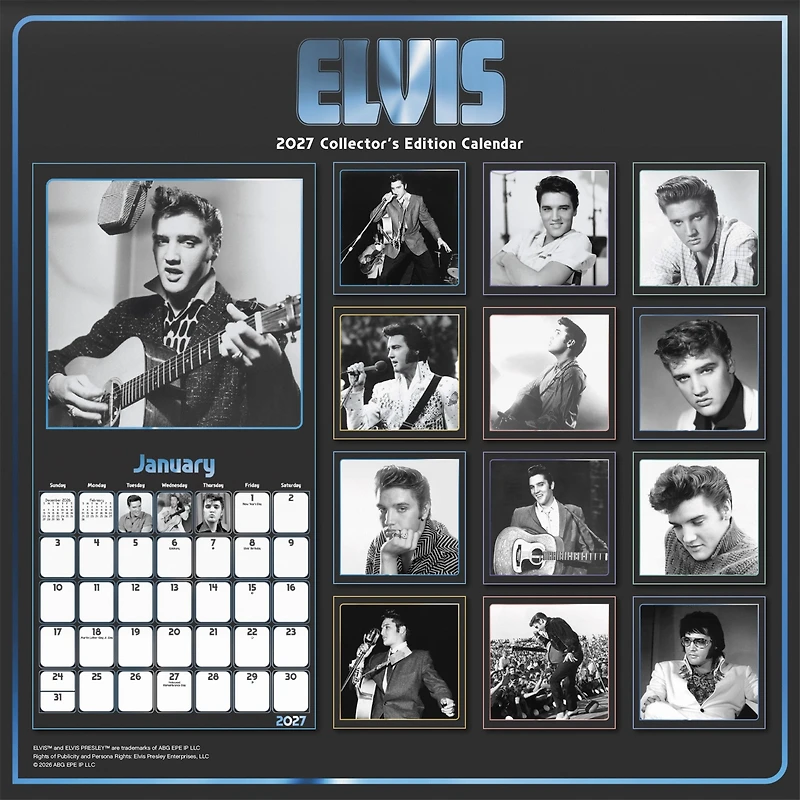 Elvis Presley Collector's 2027 Wall Calendar - Online Only