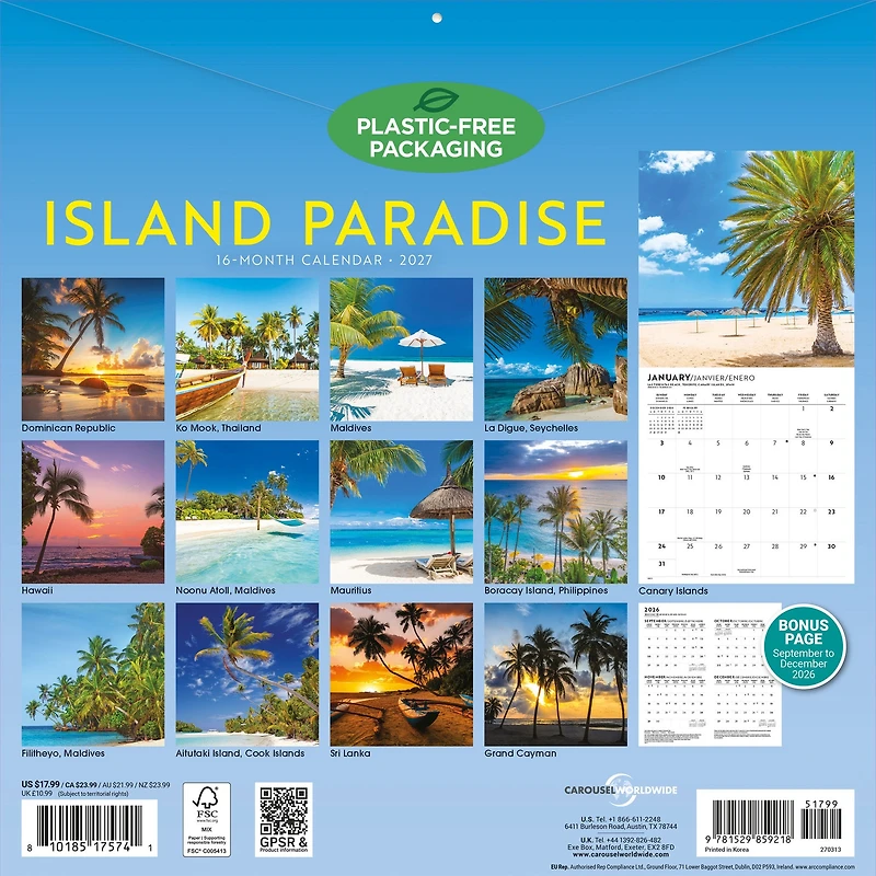 Island Paradise 2027 Wall Calendar