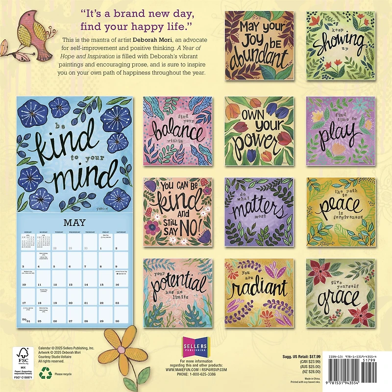 Year Of Hope And Inspiration 2026 Wall Calendar