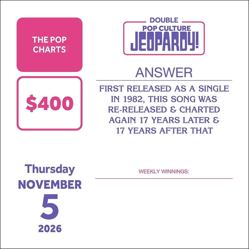 Pop Culture Jeopardy! 2026 Box Calendar - Online Only