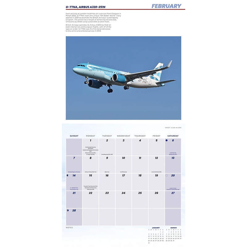 Commercial Aircraft 2027 Wall Calendar