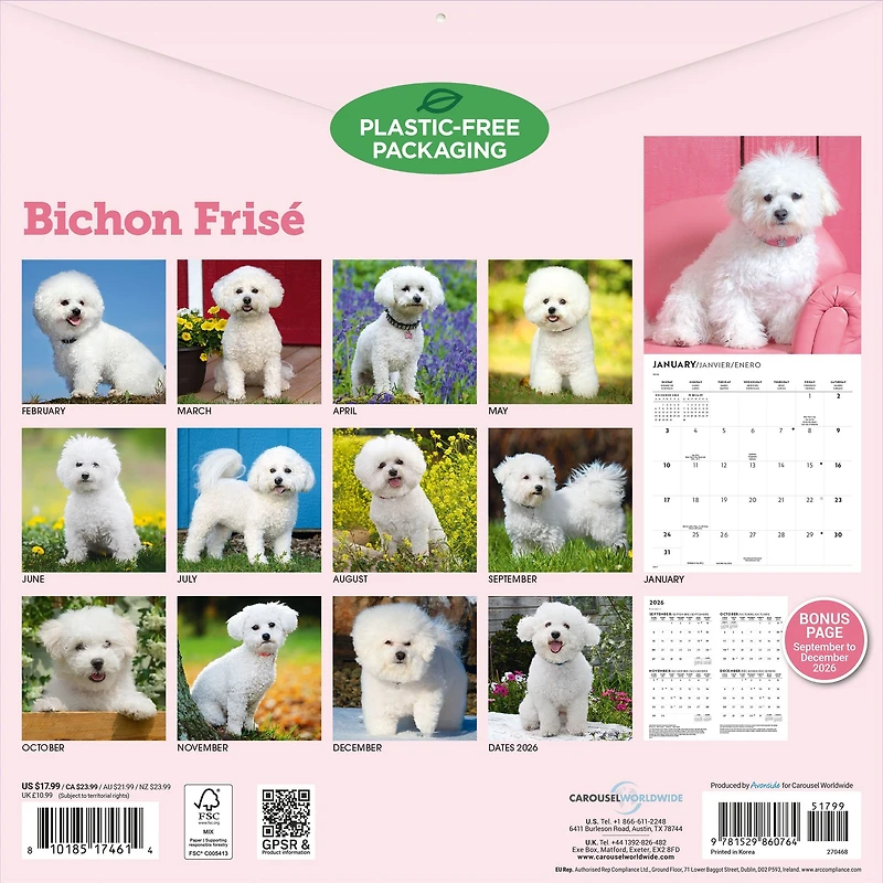 Bichon Frise 2027 Wall Calendar