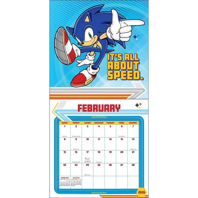 Sonic The Hedgehog 2026 Wall Calendar