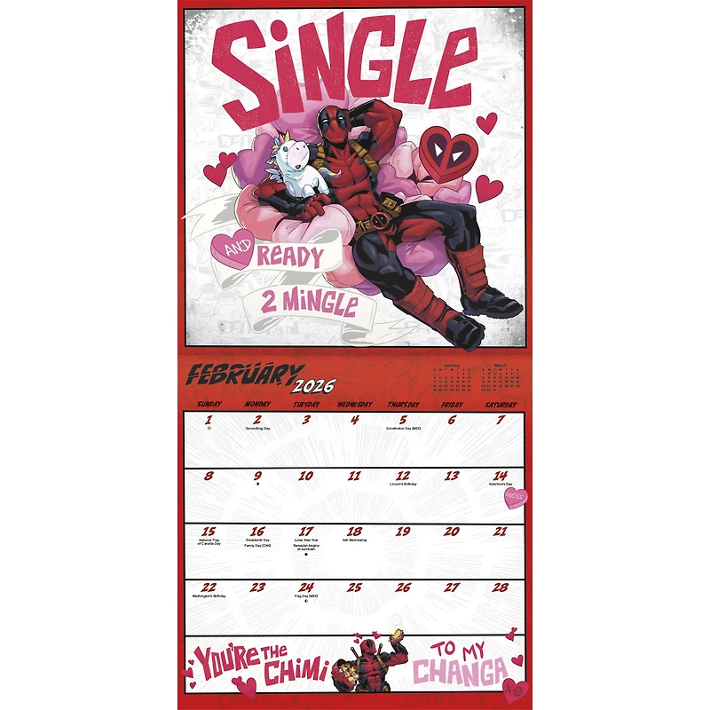 Deadpool 2026 Wall Calendar