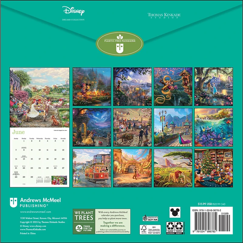 Kinkade Disney Dreams Collection 2026Wall Calendar