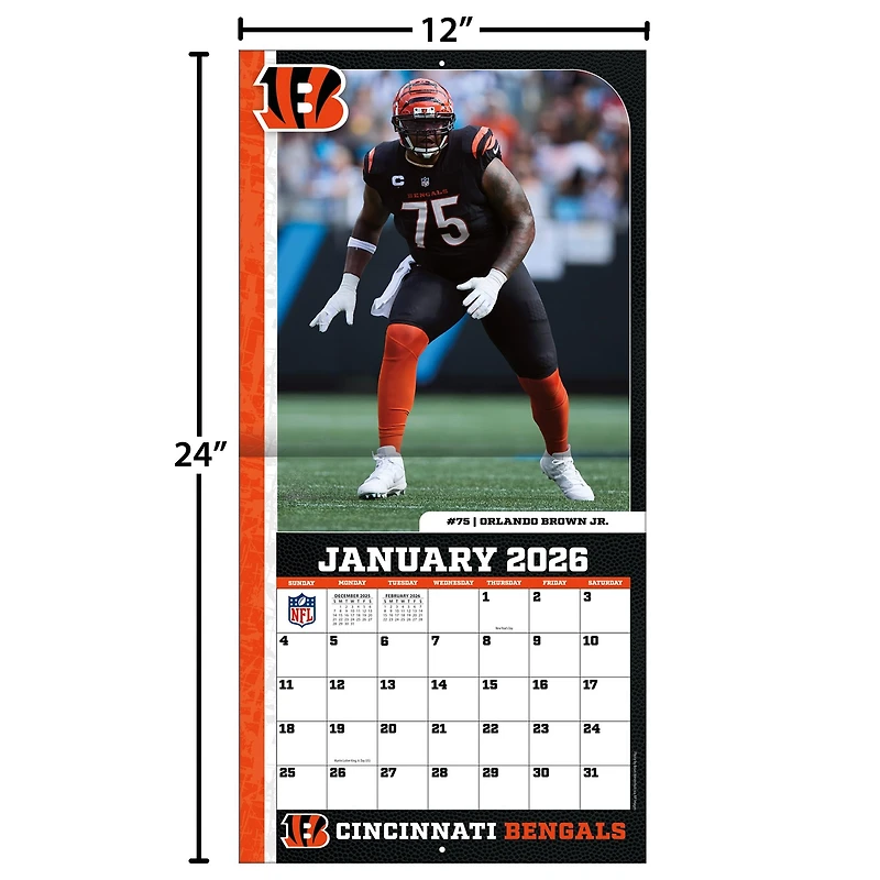 NFL Cincinnati Bengals 2026 Wall Calendar - Online Only