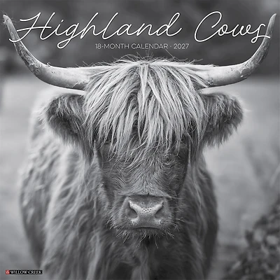 Highland Cows (Black &White) 2027 Wall Calendar