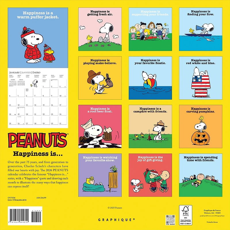 Peanuts Happiness Is 2026 Wall Calendar