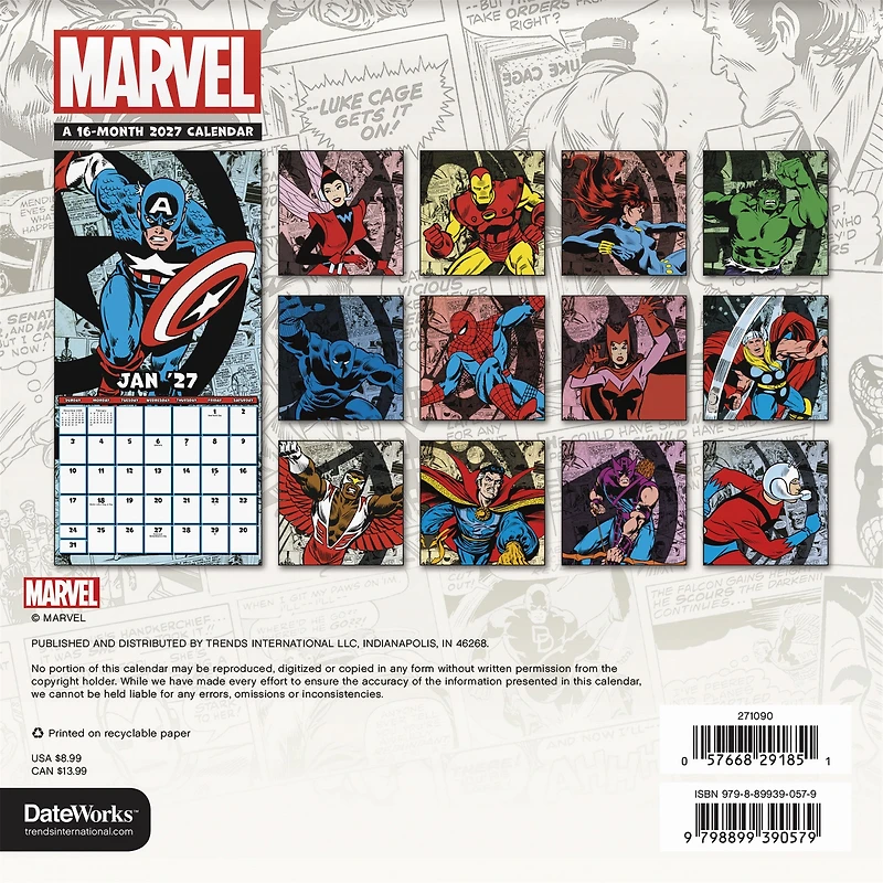 Marvel Comics 2027 Mini Calendar