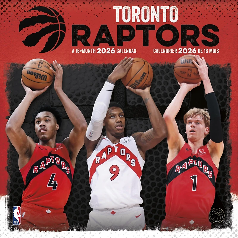 NBA Toronto Raptors Bilingual 2026 Wall Calendar