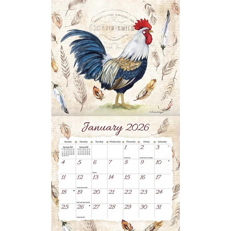 Proud Rooster 2026 Special Edition Wall Calendar with Print
