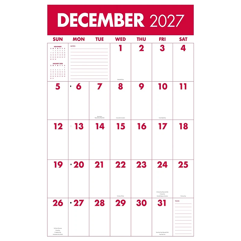 Mammoth Grid Oversized 2027 Poster Calendar