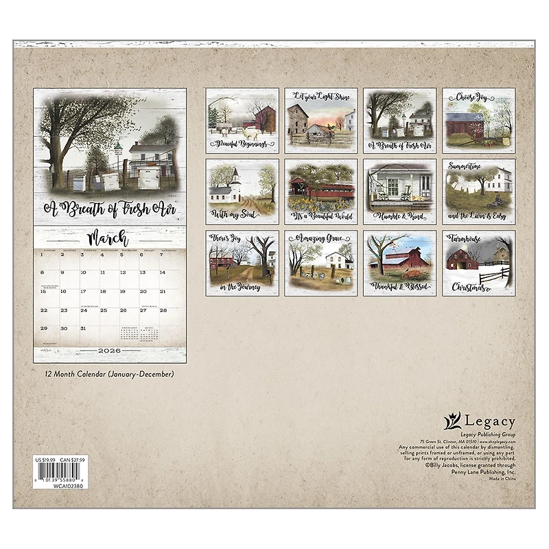 Farmhouse 2026 Deluxe Wall Calendar