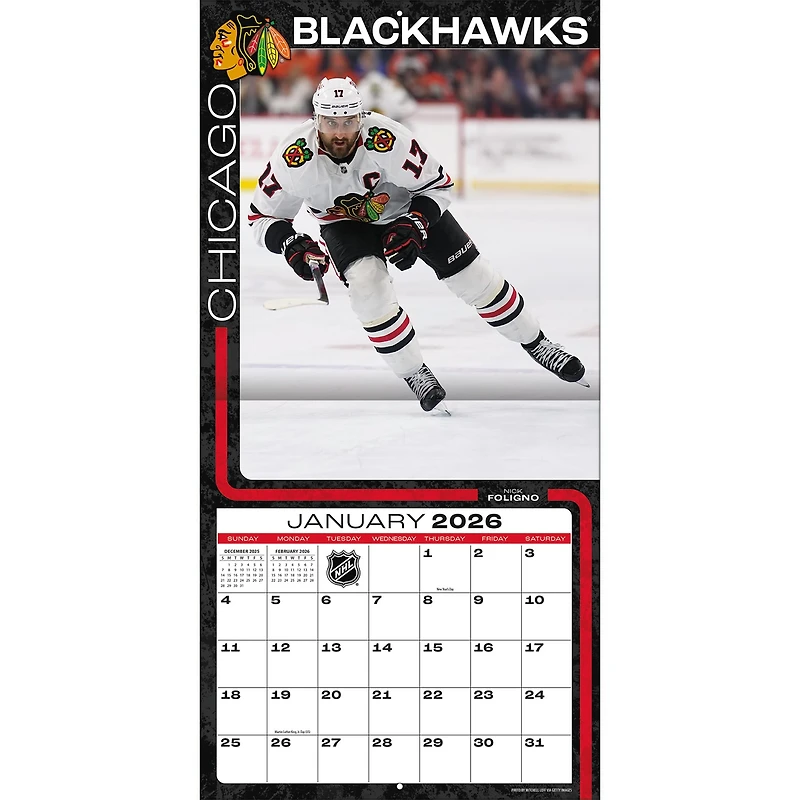 NHL Chicago Blackhawks 2026 Wall Calendar