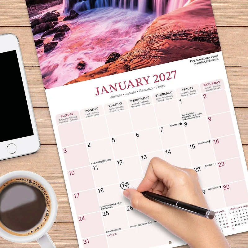 Waterfalls 2027 Wall Calendar