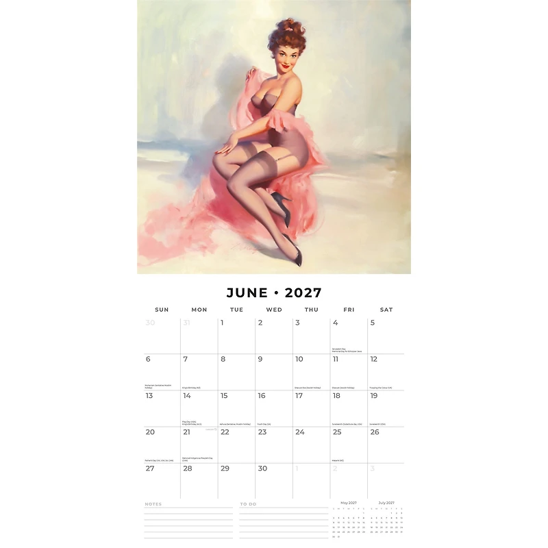 Retro Pin-ups 2027 Wall Calendar
