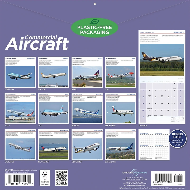Commercial Aircraft 2027 Wall Calendar