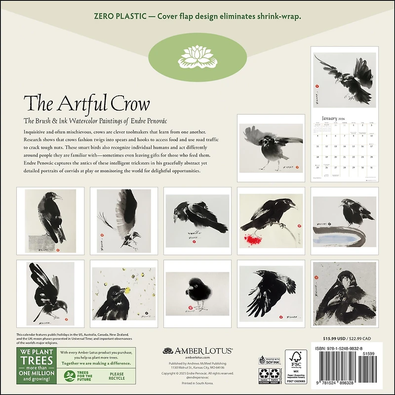Artful Crow 2026 Wall Calendar - Online Only