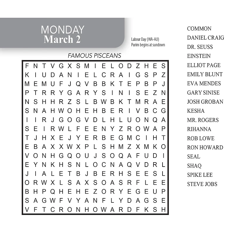 Word Search 2026 Box Calendar