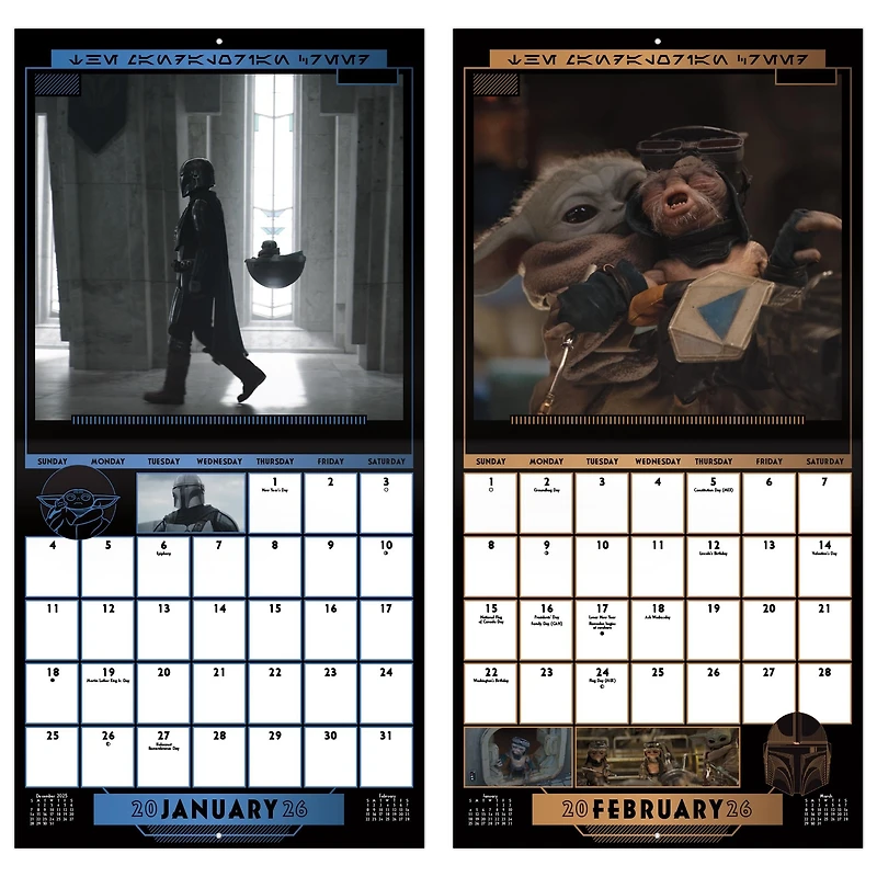 Star Wars Mandalorian 2026 Wall Calendar