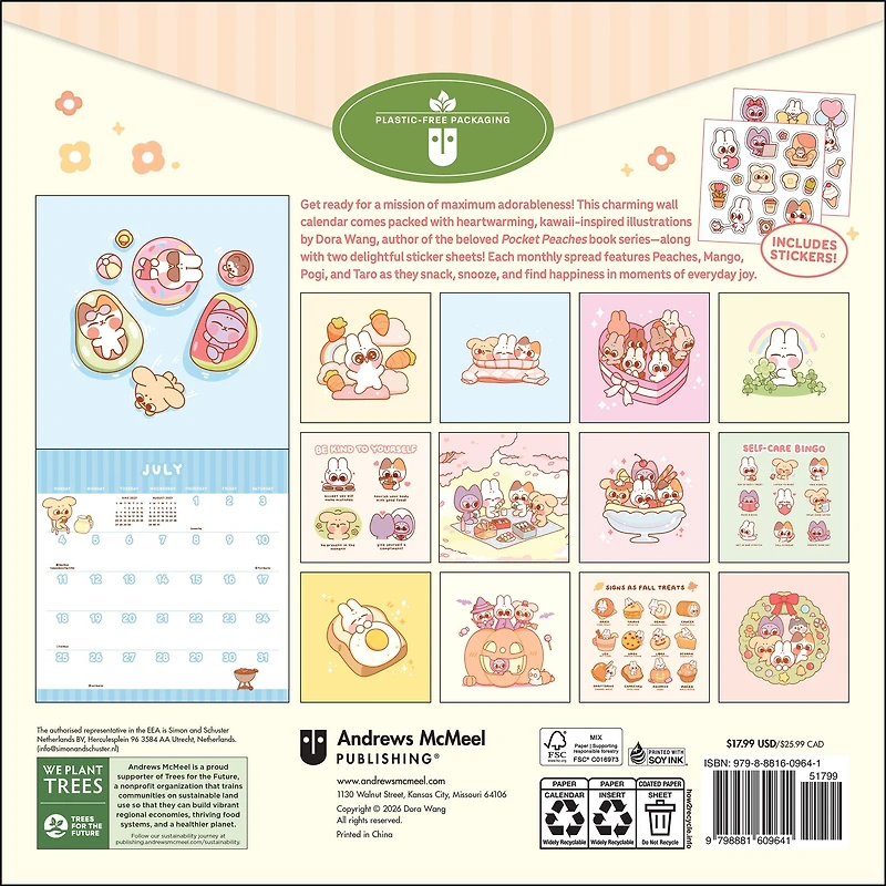 Pocket Peaches 2027 Wall Calendar