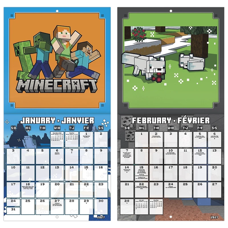 Minecraft 2027 Mini Calendar