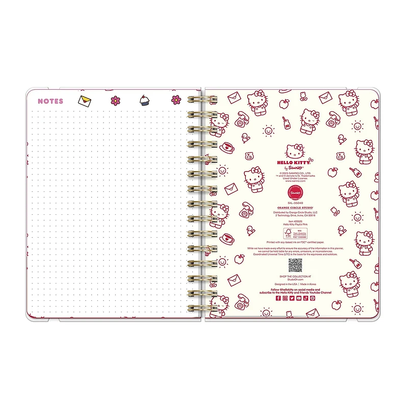 Hello Kitty Playful Pink Deluxe 2025-2026 Planner Calendar