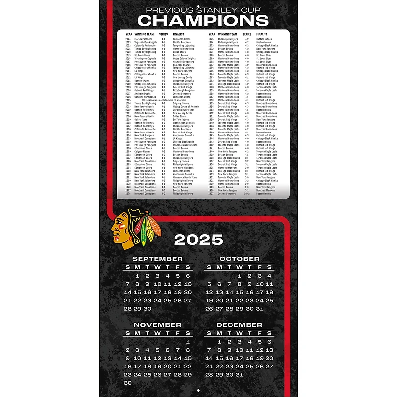 NHL Chicago Blackhawks 2026 Wall Calendar