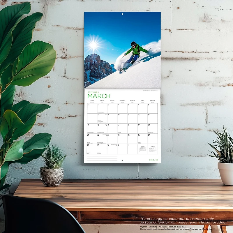 Skiing / Ski 2027 Wall Calendar