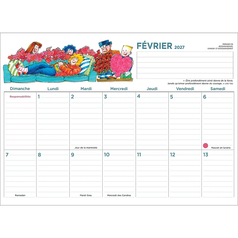 Agenda Familial 2027 Wall Calendar (French)