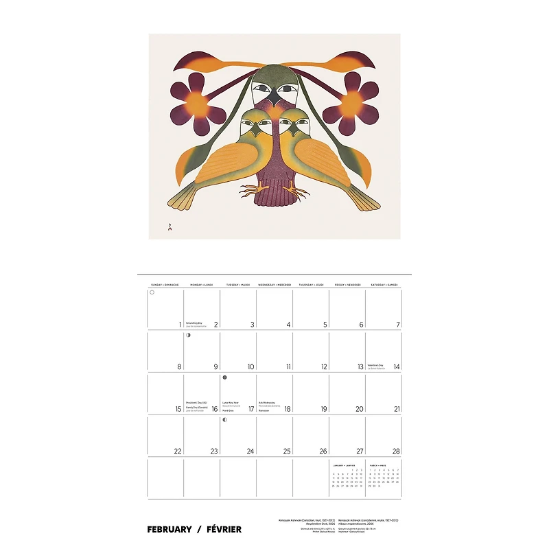 Kenojuak Ashevak 2026 Wall Calendar