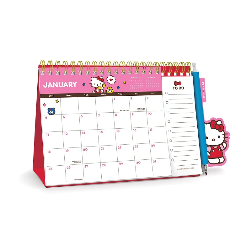 Hello Kitty Playful Pink 2026 Easel Calendar - Online Only