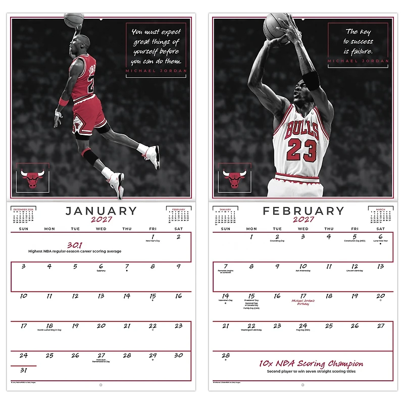 NBA Michael Jordan 2027 Wall Calendar