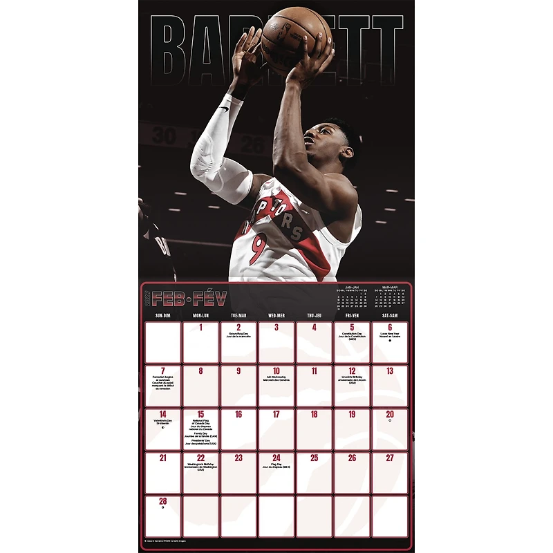 NBA Toronto Raptors 2027 Wall Calendar