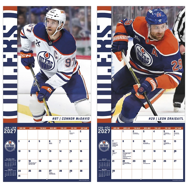 NHL Edmonton Oilers 2027 Wall Calendar