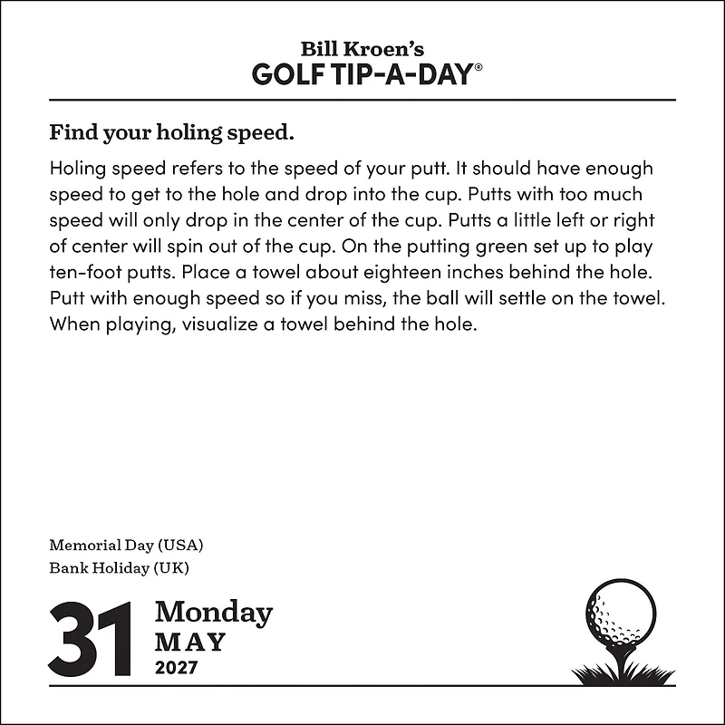 Bill Kroen's Golf Tip-A-Day 2027 Box Calendar