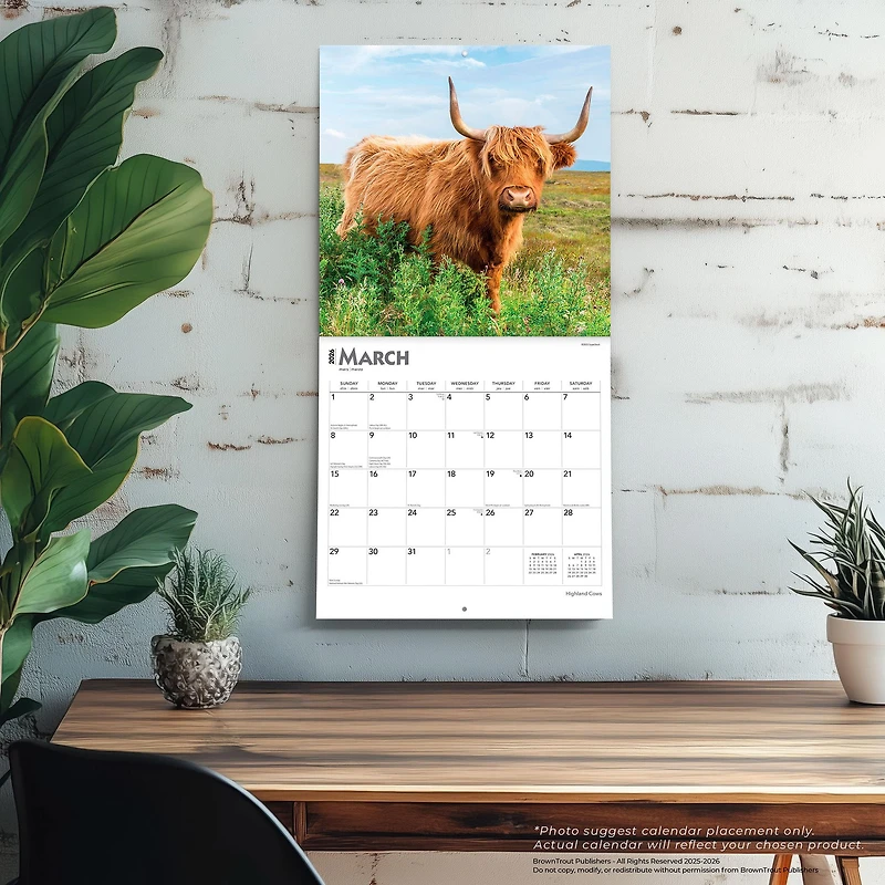 Highland Cows 2026 Wall Calendar