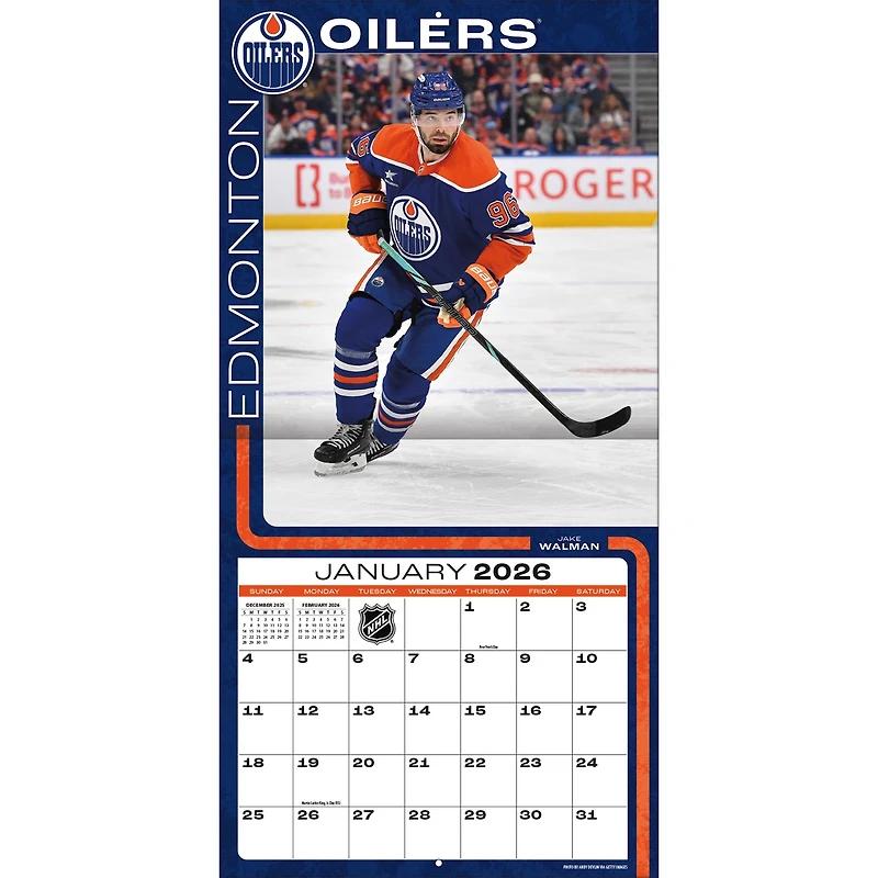 NHL Edmonton Oilers 2026 Wall Calendar