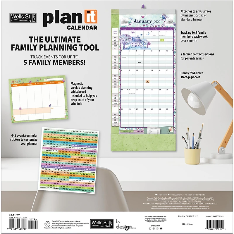 Simply Grateful 2025-2026 Plan It Wall Calendar - Online Only