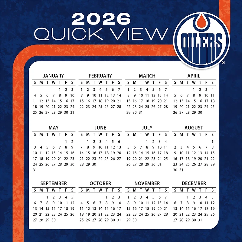 NHL Edmonton Oilers Box  2026 Calendar