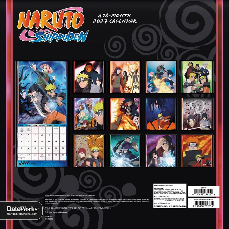 Naruto Shippuden 2027 Wall Calendar